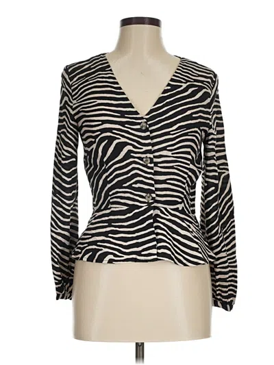 Pre-owned H&m Long Sleeve Blouse In Black