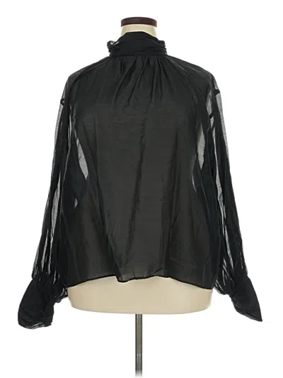 Pre-owned H&m Long Sleeve Blouse In Black