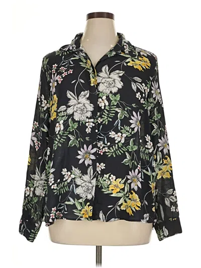 Pre-owned H&m Long Sleeve Blouse In Black