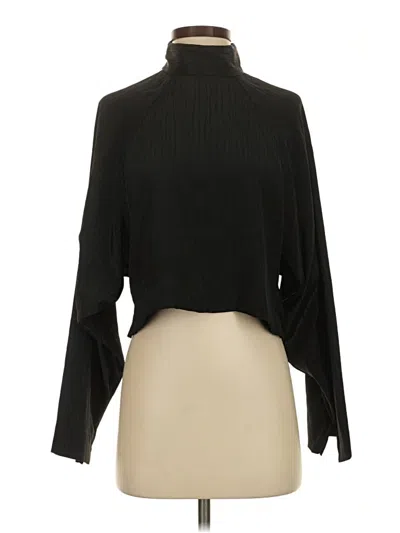 Pre-owned H&m Long Sleeve Blouse In Black