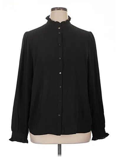 Pre-owned H&m Long Sleeve Blouse In Black