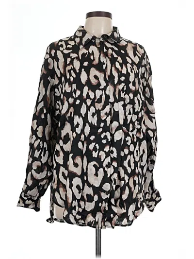 Pre-owned H&m Long Sleeve Blouse In Black