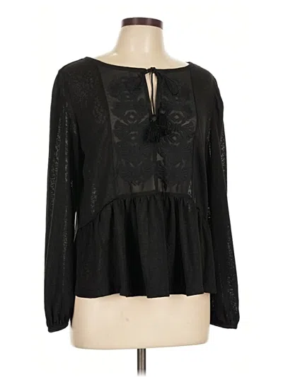 Pre-owned H&m Long Sleeve Blouse In Black