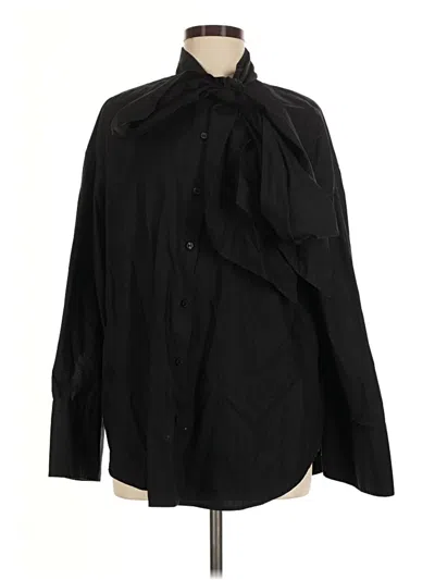 Pre-owned H&m Long Sleeve Blouse In Black