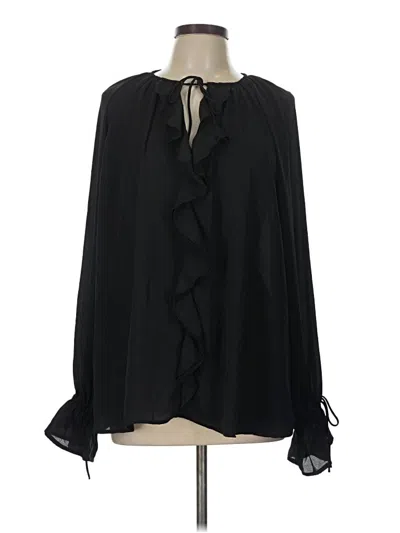 Pre-owned H&m Long Sleeve Blouse In Black