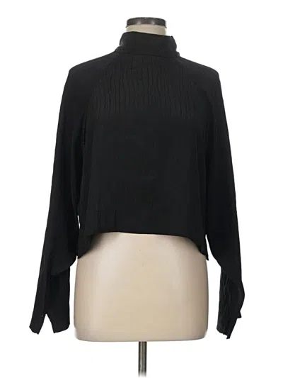 Pre-owned H&m Long Sleeve Blouse In Black