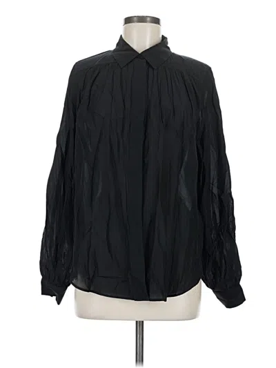 Pre-owned H&m Long Sleeve Blouse In Black