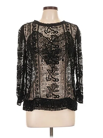 Pre-owned H&m Long Sleeve Blouse In Black