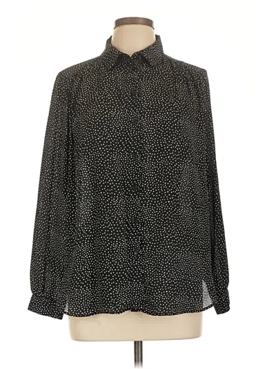 Pre-owned H&m Long Sleeve Blouse In Black