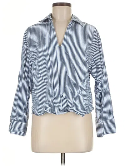 Pre-owned H&m Long Sleeve Blouse In Blue
