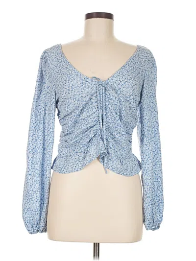 Pre-owned H&m Long Sleeve Blouse In Blue