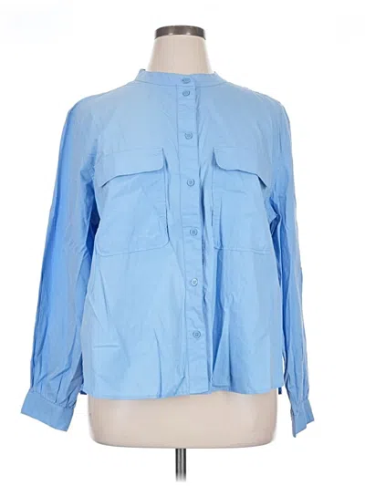 Pre-owned H&m Long Sleeve Blouse In Blue