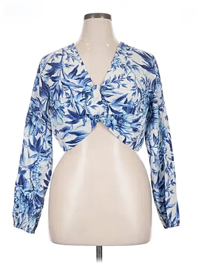 Pre-owned H&m Long Sleeve Blouse In Blue