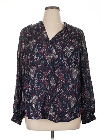 Pre-owned H&m Long Sleeve Blouse In Blue
