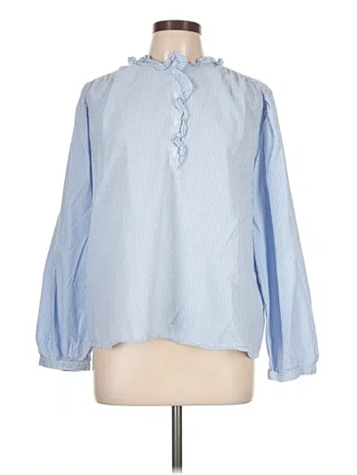Pre-owned H&m Long Sleeve Blouse In Blue