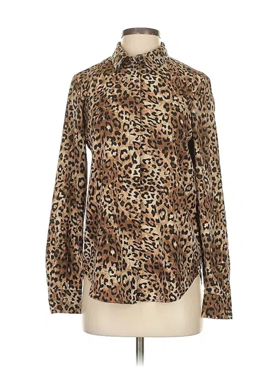 Pre-owned H&m Long Sleeve Blouse In Brown