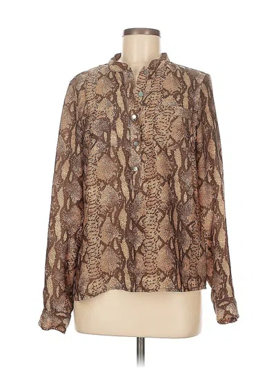 Pre-owned H&m Long Sleeve Blouse In Brown