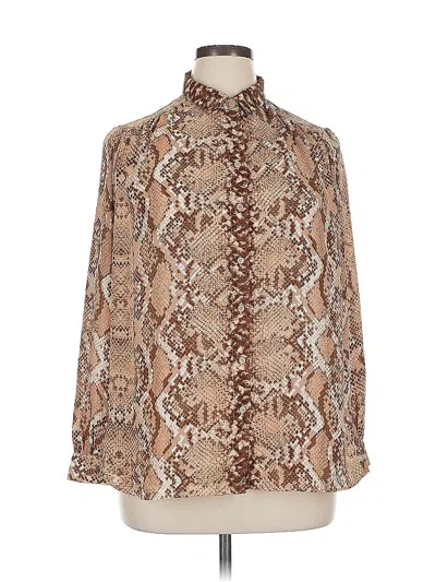 Pre-owned H&m Long Sleeve Blouse In Brown