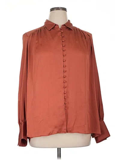 Pre-owned H&m Long Sleeve Blouse In Brown