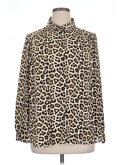 Pre-owned H&m Long Sleeve Blouse In Brown