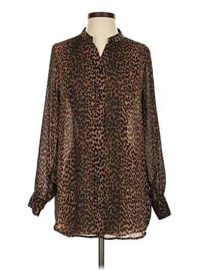 Pre-owned H&m Long Sleeve Blouse In Brown