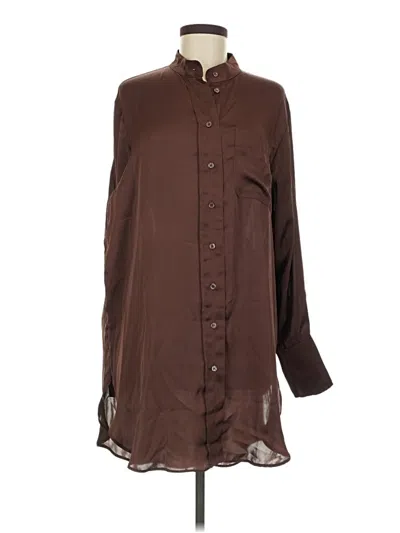 Pre-owned H&m Long Sleeve Blouse In Brown