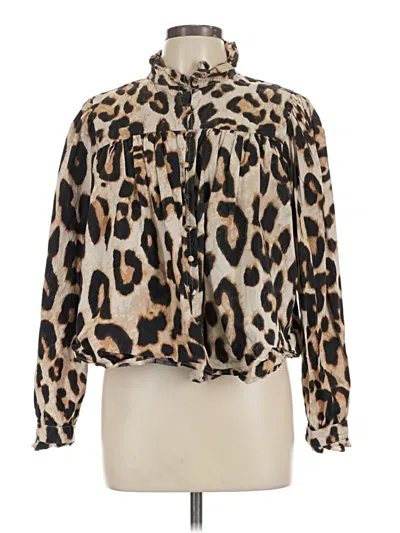 Pre-owned H&m Long Sleeve Blouse In Brown