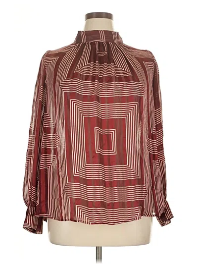Pre-owned H&m Long Sleeve Blouse In Burgundy
