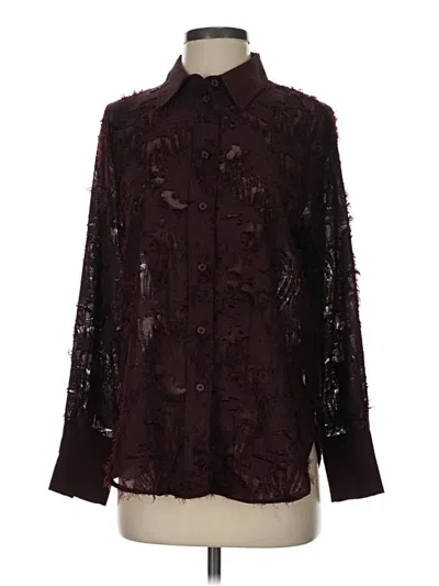 Pre-owned H&m Long Sleeve Blouse In Burgundy