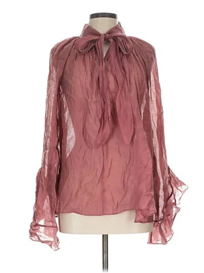 Pre-owned H&m Long Sleeve Blouse In Burgundy
