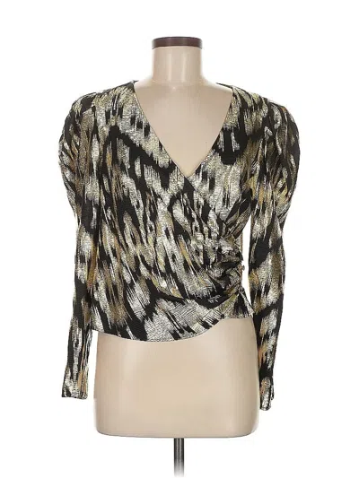 Pre-owned H&m Long Sleeve Blouse In Gold