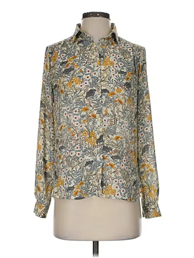 Pre-owned H&m Long Sleeve Blouse In Gold