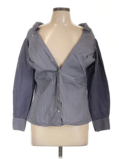 Pre-owned H&m Long Sleeve Blouse In Gray