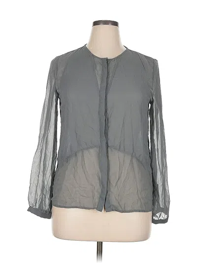 Pre-owned H&m Long Sleeve Blouse In Gray