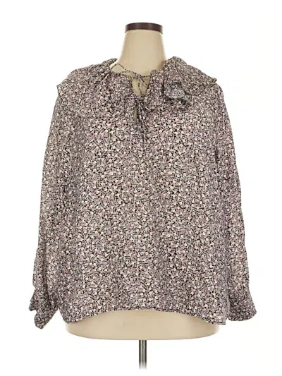 Pre-owned H&m Long Sleeve Blouse In Gray