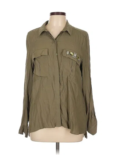 Pre-owned H&m Long Sleeve Blouse In Green