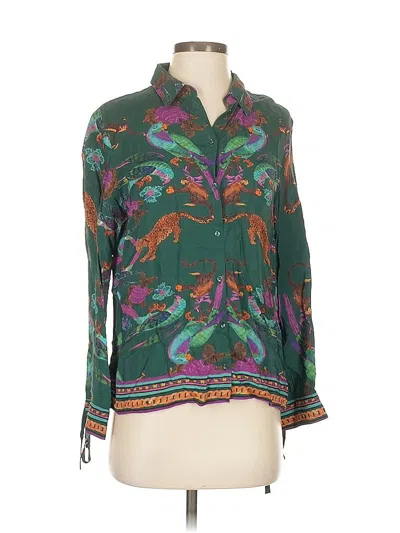 Pre-owned H&m Long Sleeve Blouse In Green