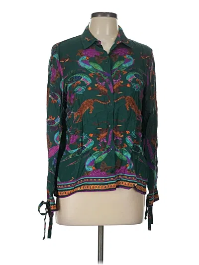 Pre-owned H&m Long Sleeve Blouse In Green