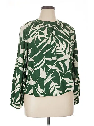 Pre-owned H&m Long Sleeve Blouse In Green