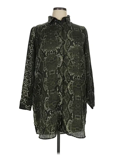 Pre-owned H&m Long Sleeve Blouse In Green