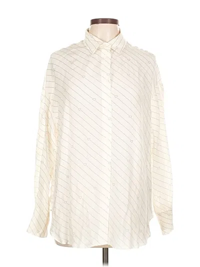 Pre-owned H&m Long Sleeve Blouse In Ivory