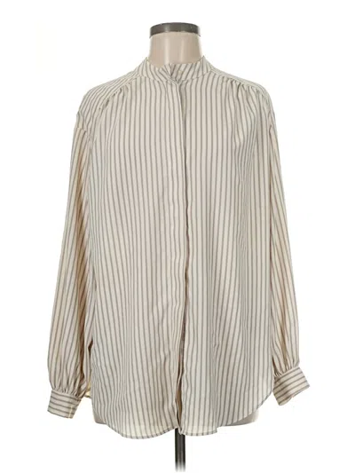 Pre-owned H&m Long Sleeve Blouse In Ivory