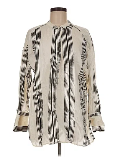 Pre-owned H&m Long Sleeve Blouse In Ivory