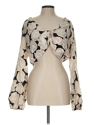 Pre-owned H&m Long Sleeve Blouse In Ivory