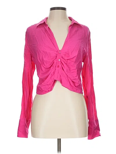 Pre-owned H&m Long Sleeve Blouse In Pink