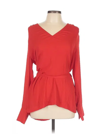 Pre-owned H&m Long Sleeve Blouse In Red