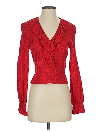 Pre-owned H&m Long Sleeve Blouse In Red