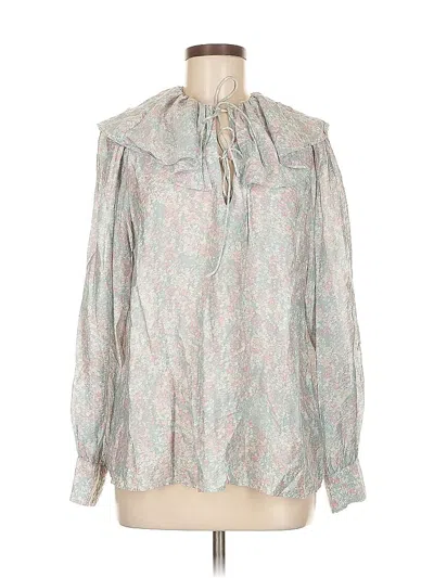 Pre-owned H&m Long Sleeve Blouse In Silver