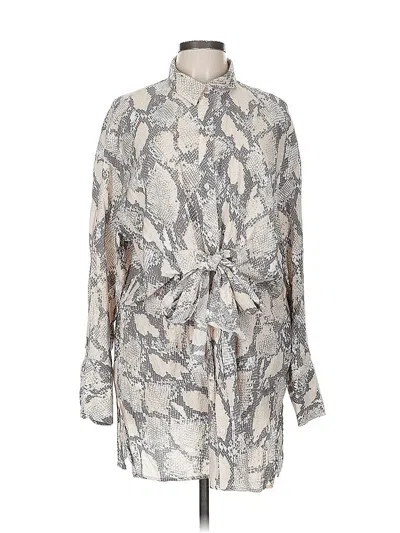 Pre-owned H&m Long Sleeve Blouse In Silver