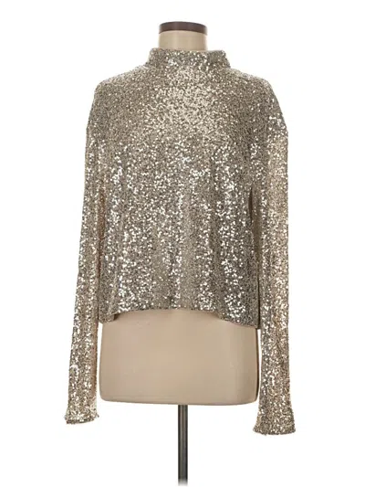 Pre-owned H&m Long Sleeve Blouse In Silver